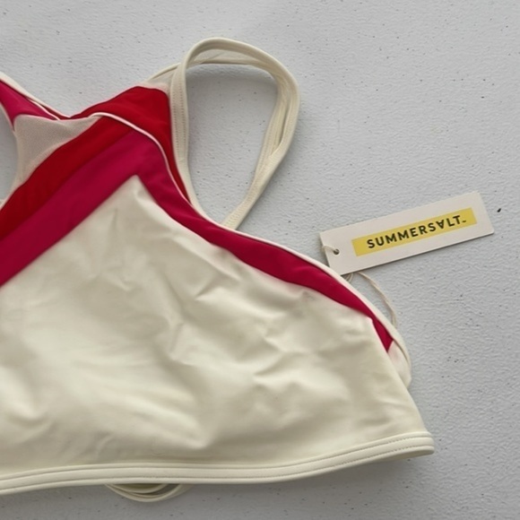 NWT summersalt the high tide white/red/pink bikini top size 4 - Picture 2 of 9